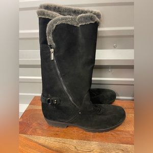Aquatalia suede and shearling boots.